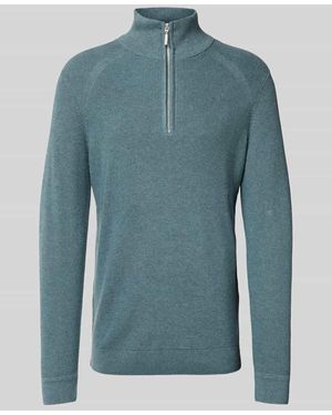 Tom Tailor Regular Fit Troyer Aus Reiner Baumwolle - Blau