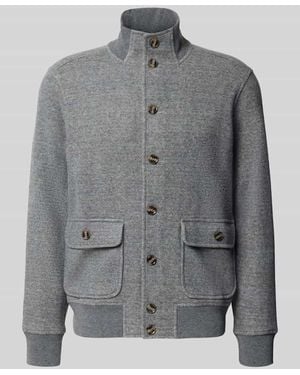 RAGMAN Strickjacke aus Wolle mit Stehkragen - Grau
