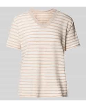 Schiesser T-shirt Met Geribde V-hals - Naturel