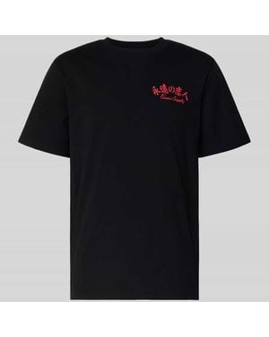 Edwin T-Shirt mit Label-Print Modell 'FOREVER LOVER' - Schwarz
