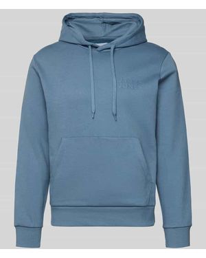 Jack & Jones Hoodie mit Label-Print und Känguru-Tasche - Blau