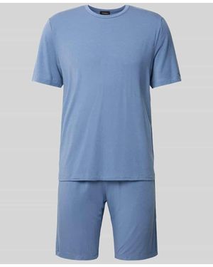 Hanro Pyjama mit Eingrifftaschen Modell 'Smart Sleep' - Blau