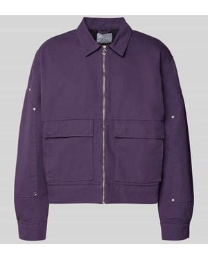 Edwin Hemdjacke aus Wolle mit Pattentaschen Modell 'DOGMA WORK JACKET' - Lila