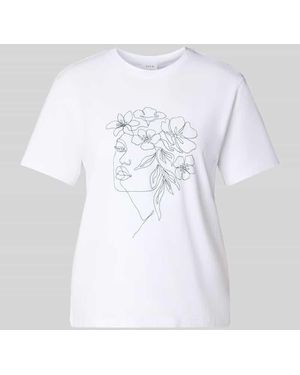 Vila T-Shirt mit Motiv-Print Modell 'NORA' - Weiß