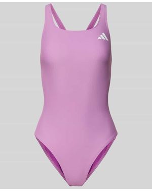 adidas Slim Fit Sportbadeanzug mit Logo-Print - Pink
