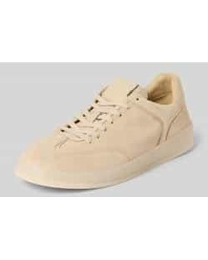 Blauer Usa Sneakers Van Echt Leer Met Reliëflogo Model 'Farrell' - Naturel