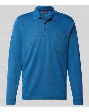 RAGMAN Regular Fit Poloshirt aus Baumwoll-Mix - Blau
