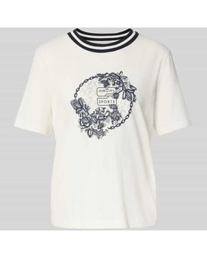 Marc Cain T-Shirt mit Ziersteinbesatz und Rundhalsausschnitt - Weiß