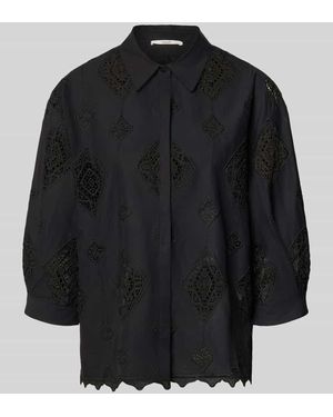 Ba&sh Regular Fit Bluse mit Häkelspitze Modell 'MURIEL' - Schwarz