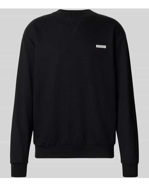 Woodbird Sweatshirt mit Label-Print Modell 'Cane Ming Crew' - Blau