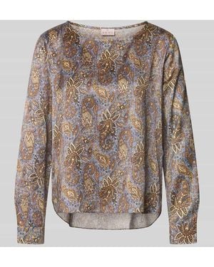 Emme Blusenshirt aus Satin im Allover-Look Modell 'REGNO' - Grau