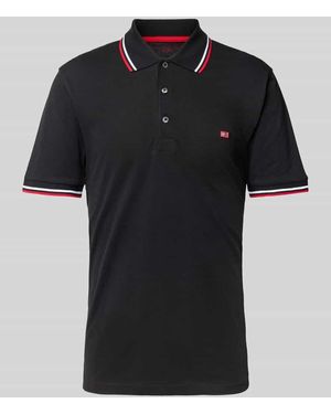 Christian Berg Men Poloshirt mit Label-Stitching - Schwarz