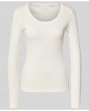 Opus Slim Fit Langarmshirt aus Baumwoll-Modal-Mix Modell 'Sorana' - Weiß