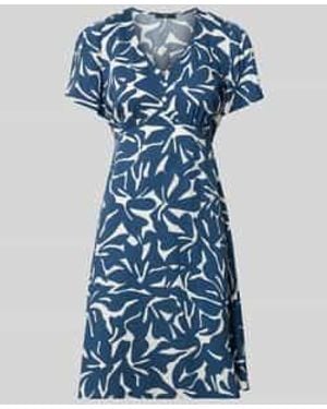 Zero Knie-Lange Jurk Van Viscose Met V-Hals - Blauw