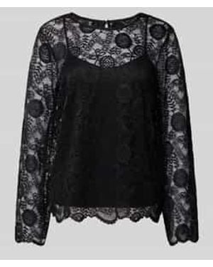 Pieces Regular Fit Blouse Met Lange Mouwen Van Kant, Model 'Olline' - Zwart