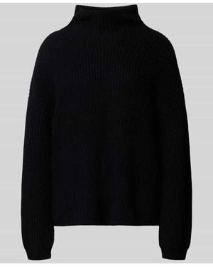 0039 Italy Loose Fit Strickpullover aus Kaschmir-Woll-Mix Modell 'LONA' - Schwarz