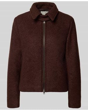 Ichi Regular Fit Wolljacke aus Woll-Mix mit Umlegekragen - Braun