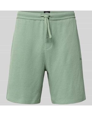 BOSS Regular Fit Sweatshorts aus Baumwoll-Mix Modell 'WAFFLE' - Grün