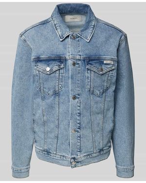 Calvin Klein Jeansjacke Mit Label-Patch - Blau