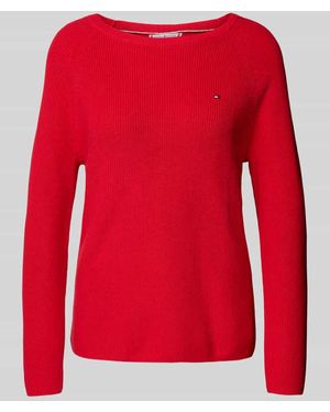 Tommy Hilfiger Regular Fit Strickpullover aus reiner Baumwolle - Rot