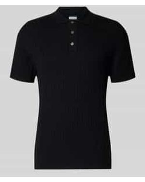 Jack & Jones Slim Fit Gebreid Poloshirt Met Kabelpatroon Model 'Emil' - Zwart