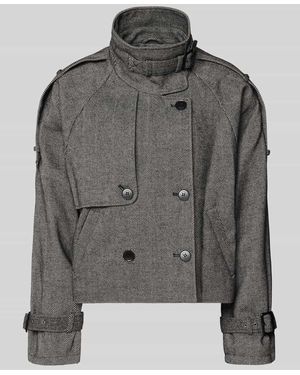 Gestuz Jacke mit Woll-Anteil und Stehkragen - Grau