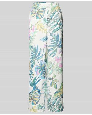 MORE&MORE Regular Fit Stoffhose Mit Allover-Print - Blau