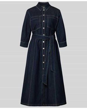 Betty Barclay Hemdblusenkleid mit Bindegürtel - Blau