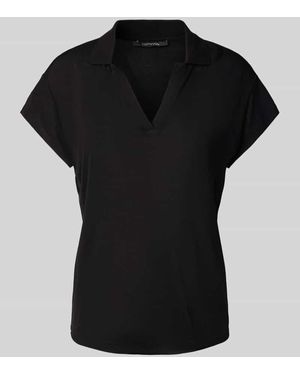 Comma, Regular Fit Poloshirt aus Viskose-Leinen-Mix - Schwarz