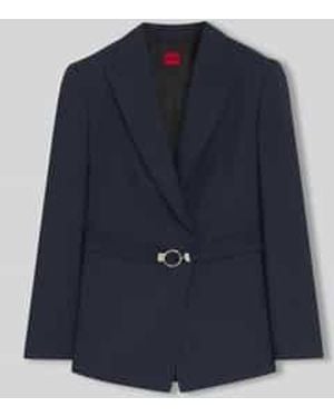 HUGO Regular Fit Blazer Met Riem - Blauw