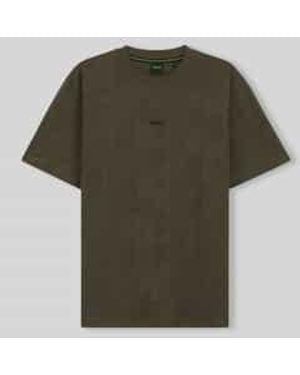 BOSS Regular Fit T-Shirt Van Puur Katoen Model 'Ts_Network Jq' - Groen
