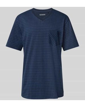 Schiesser Pyjama mit V-Ausschnitt - Blau