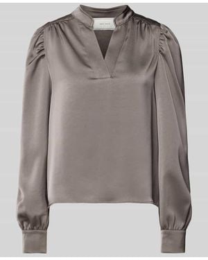 Neo Noir Regular Fit Bluse Mit V-Ausschnitt Modell 'Rosslyn' - Grau
