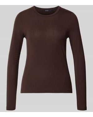 Vero Moda Slim Fit Langarmshirt aus Lyocell-Mix Modell 'ADA' - Braun