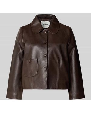 Ba&sh Lederjacke mit Umlegekragen Modell 'MILOS' - Braun