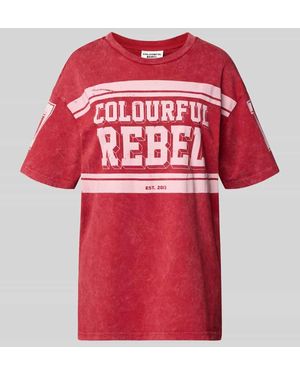 Colourful Rebel T-Shirt mit Label-Print - Rot