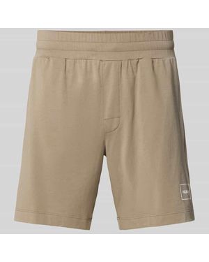 HUGO Regular Fit Sweatshorts mit Label-Print Modell 'Laze' - Natur