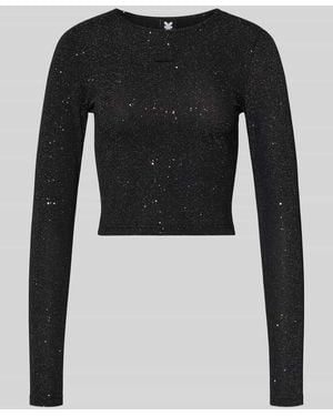 Karo Kauer Cropped Longsleeve mit Label-Detail - Schwarz