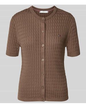 Tommy Hilfiger Regular Fit Strickjacke aus reiner Baumwolle - Braun