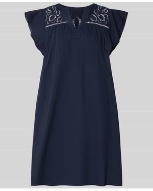 ROBE LÉGÈRE Relaxed Fit Minikleid mit Loch-Stickerei - Blau