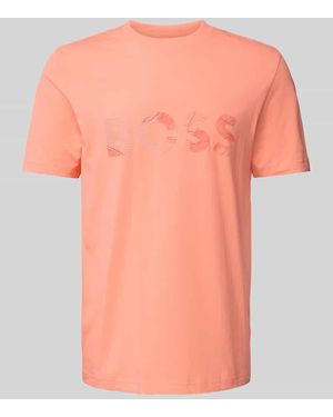 BOSS T-Shirt mit Logo-Print und Rundhalsausschnitt - Pink