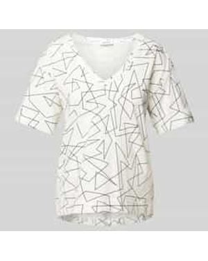 Esprit T-shirt Met Grafisch Motief En V-hals - Naturel