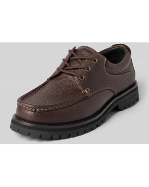 SELECTED Bootsschuhe aus Rindsnappa mit Profilsohle - Braun