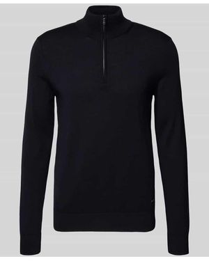 Joop! Slim Fit Troyer aus reiner Schurwolle Modell 'Dario' - Blau