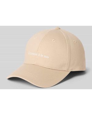 Stefanel Basecap aus Baumwolle mit Stitching - Natur