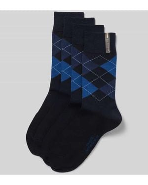 Camano Socken aus Baumwoll-Mix mit Logo-Stitching im 4er-Pack - Blau