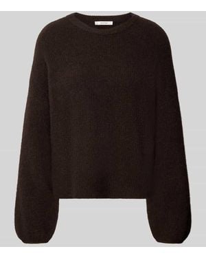 Gestuz Relaxed Fit Pullover aus Woll-Alpaka-Mix Modell 'Alpha' - Schwarz