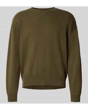 Woodbird Oversized Strickpullover mit gerippten Abschlüssen Modell 'Kurt' - Grün