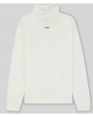 HUGO Regular Fit Rollkragenpullover aus reiner Baumwolle Modell 'DAPOROLLO' - Weiß