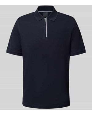Bugatti Regular Fit Poloshirt mit Reißverschluss - Blau